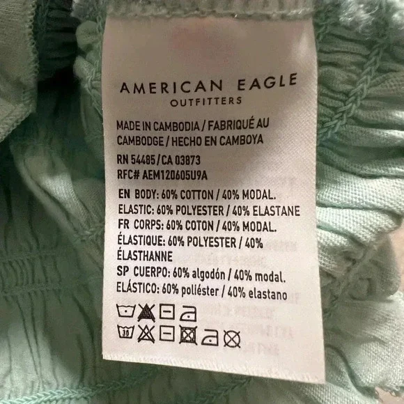 American eagle smocked crop top tank mint green medium lightweight juniors girl - Picture 6 of 7